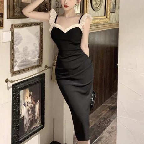 Contrast Frill Onepiece