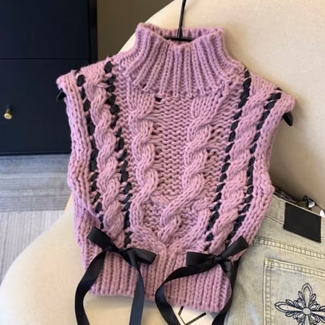 Ribbon Cable Knit Top 2色