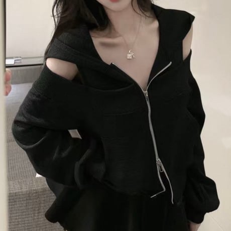 Cutout Zip Top 2色