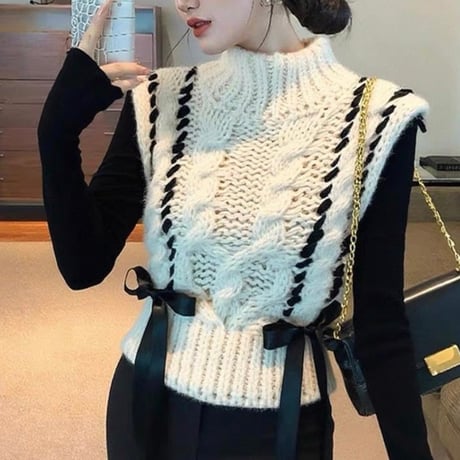 Ribbon Cable Knit Top 2色
