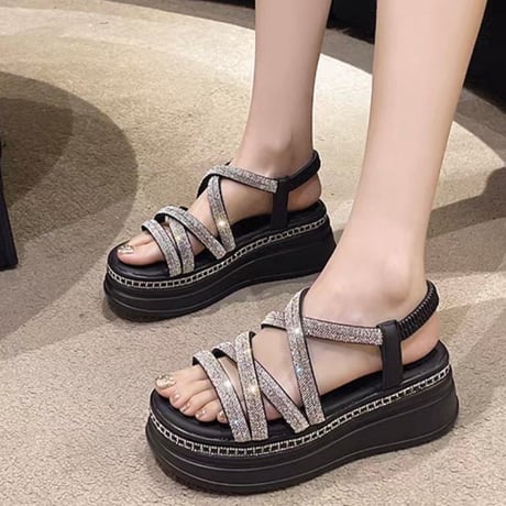 Crystal Strap Sandals 3色
