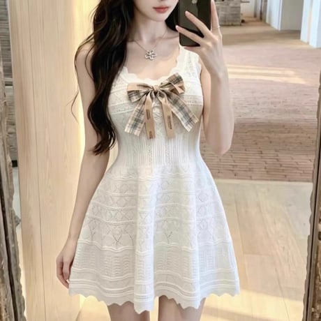 Lace Ribbon Onepiece 3色