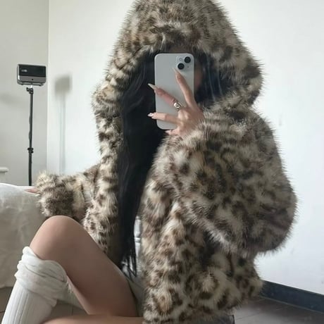Leopard Fur Hood Coat
