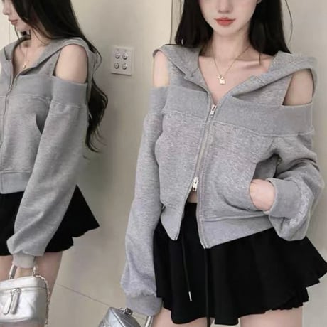 Cutout Zip Top 2色