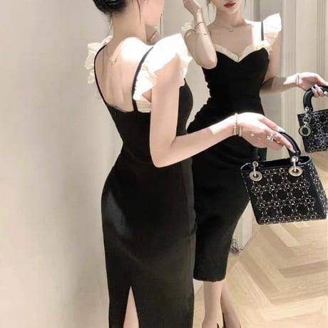 Contrast Frill Onepiece