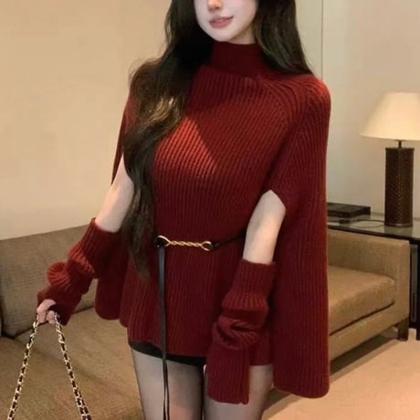 Waist Belt Knit Top 5色