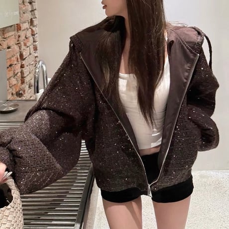 Tweed Zip Hoodie