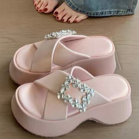 Crystal Buckle Sandals 3色