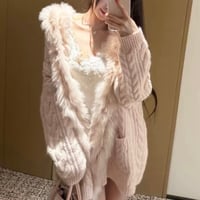 Cable Fur Cardigan 2色