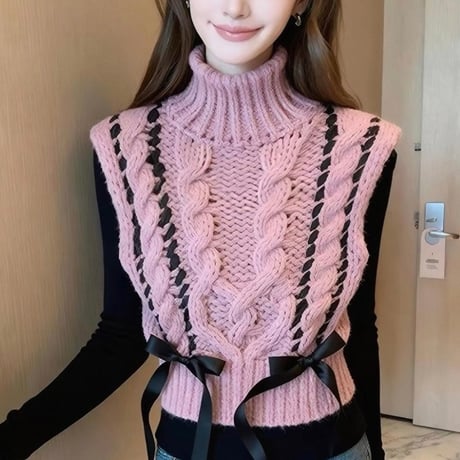 Ribbon Cable Knit Top 2色