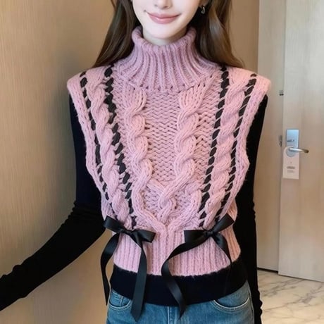 Ribbon Cable Knit Top 2色