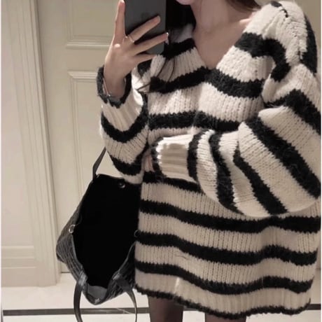 Loose Stripe Knit Top