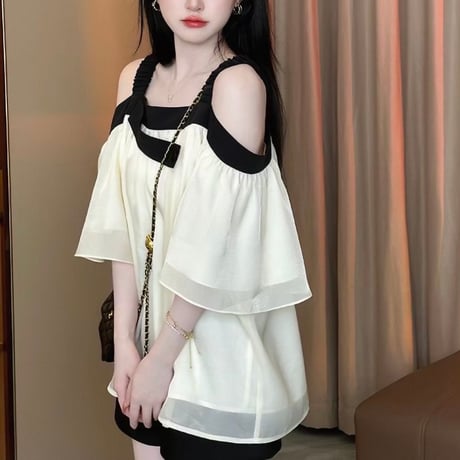 モノトーンシフォンチュニック