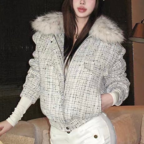 Fur Collar Tweed Jacket