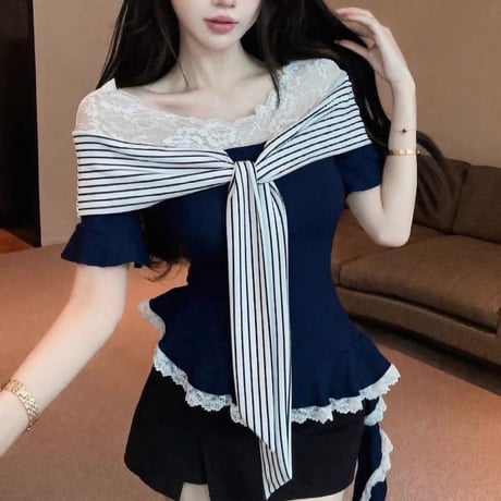 Marina Ribbon Lace Top 3色