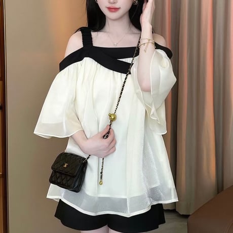 モノトーンシフォンチュニック