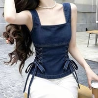 Denim Lace-Up Top