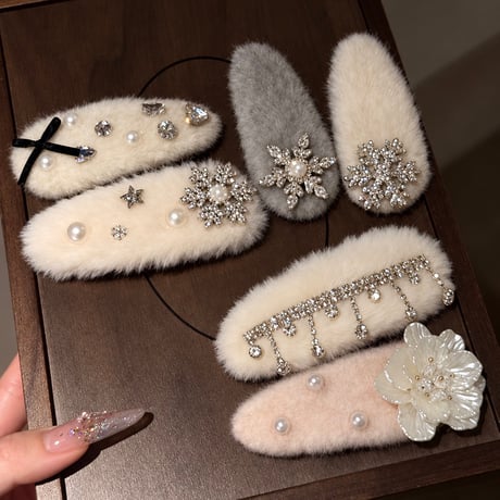 Fuzzy Bijou Hair Pin 6種
