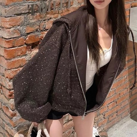 Tweed Zip Hoodie