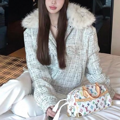 Fur Collar Tweed Jacket