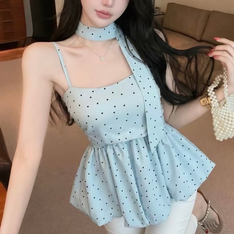 Dot Charm Peplum Top 3色