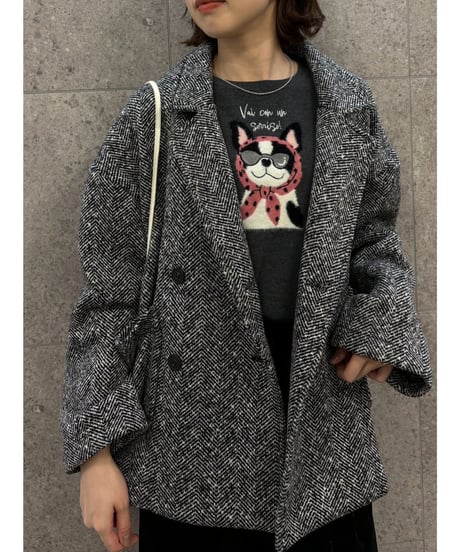 【ROSIEE】　ご予約 数量限定　フレンチブルドッグ柄インターシャKnit