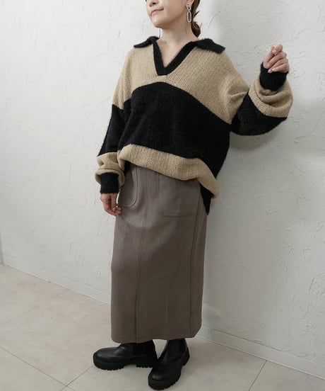 【ROSIEE】　ご予約 数量限定フェザーMIXボーダーKnit
