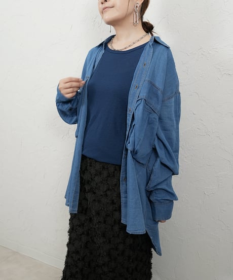 Sheer denim big shirt【ラスト2点】