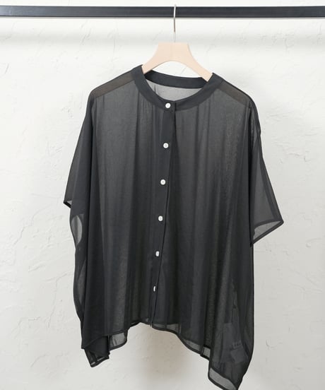 collarless sheer shirt