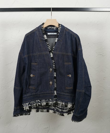 Tweed docking denim Jacket