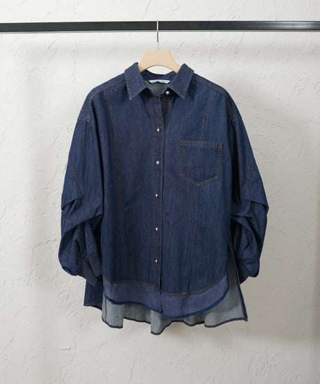 2way sleeve denim shirt
