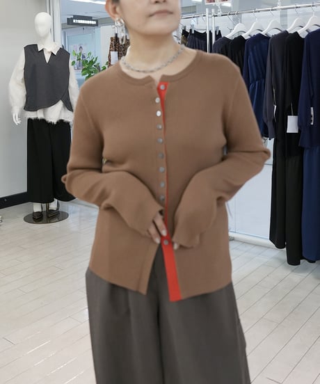 【sugar rose】　ご予約 前立て配色ボタンリブニット TOPS