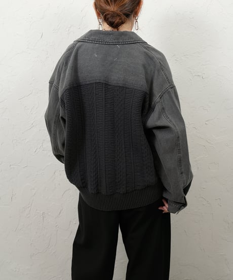 Knit docking　denim jacket