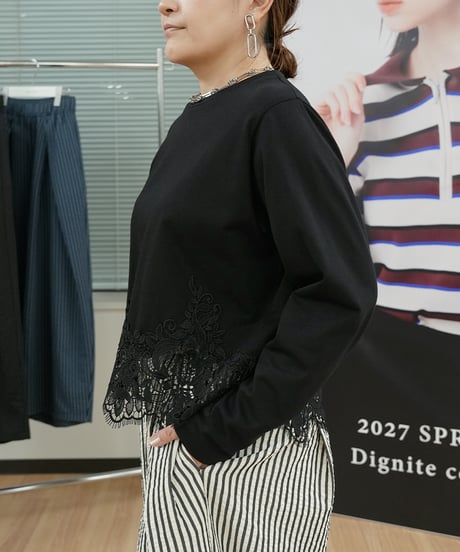 【Dignite Collier】　ご予約 裾レースTシャツ