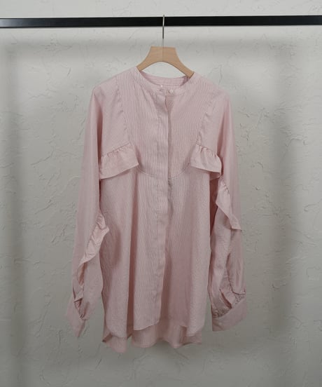Stripe frill sleeve shirt