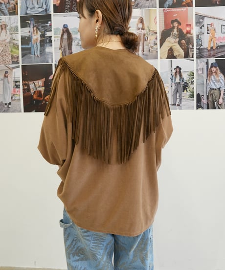 【Le Melange】　ご予約 ECO SUEDE フリンジケープ
