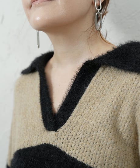 【ROSIEE】　ご予約 数量限定フェザーMIXボーダーKnit