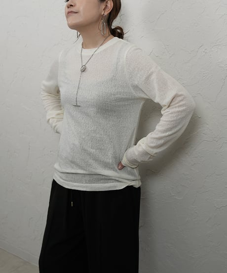 See-through jacquard　longsleeve Tshirt