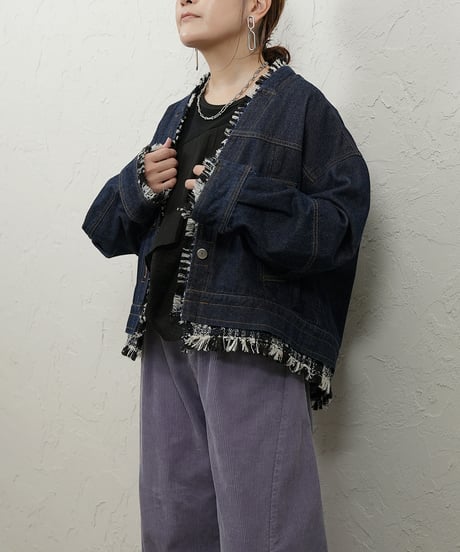 Tweed docking denim Jacket