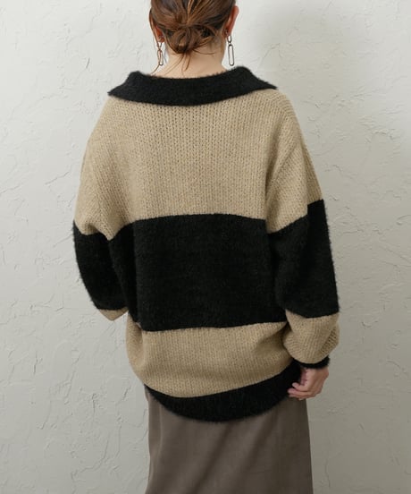 【ROSIEE】　ご予約 数量限定フェザーMIXボーダーKnit