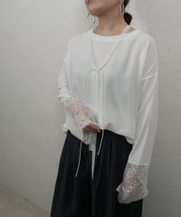 Sheer TEE　カフスレース　付属リボン付き【blackラスト1点】