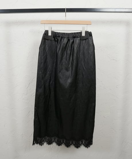 Hem race leather　skirt