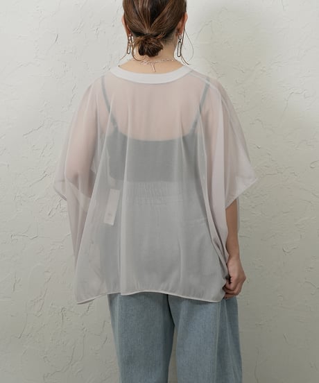 collarless sheer shirt