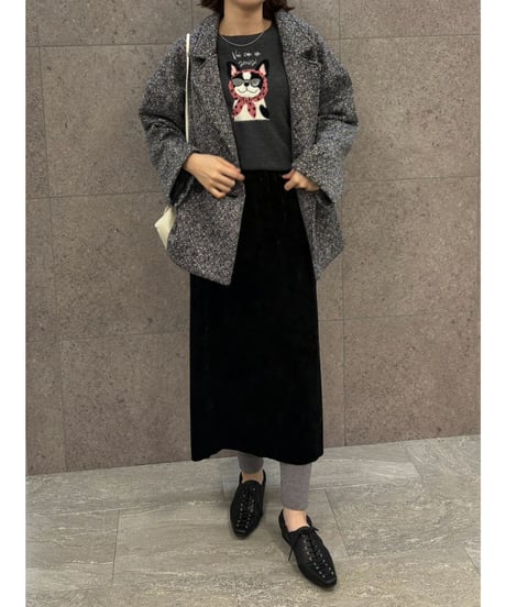 【ROSIEE】　ご予約 数量限定　フレンチブルドッグ柄インターシャKnit