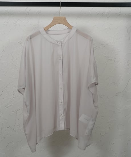 collarless sheer shirt