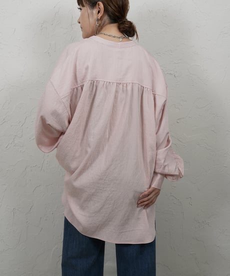 Stripe frill sleeve shirt