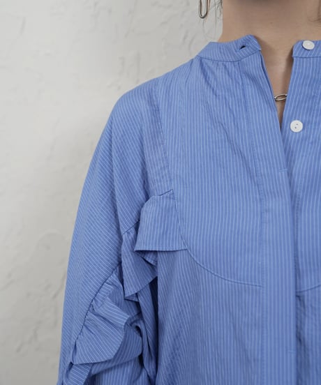 Stripe frill sleeve shirt
