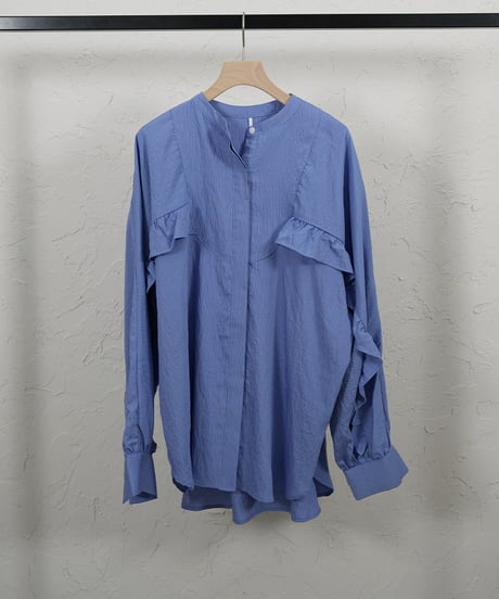 Stripe frill sleeve shirt