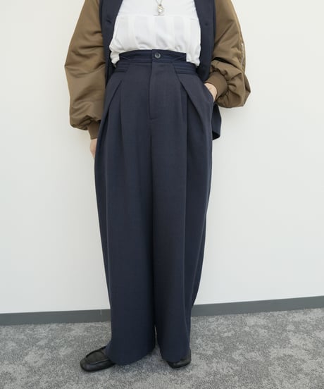 【CYAN tokyo】　ご予約  "Liren低身長別注size" タックベルトウーリーワイド