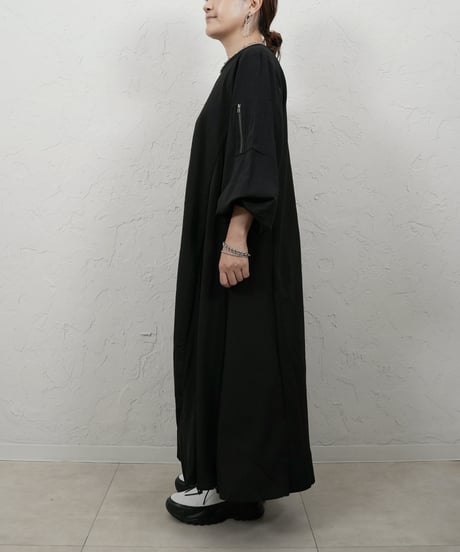 【Liren別注！低身長size】 Military　docking　knit one-piece